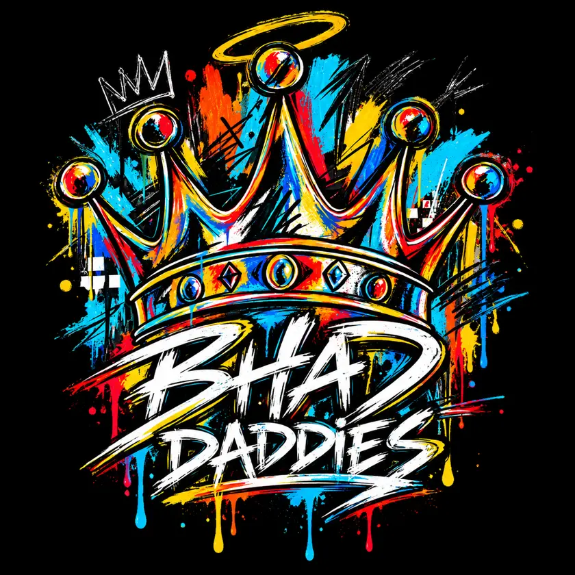 Bhad Daddies graffiti crown logo tee design
